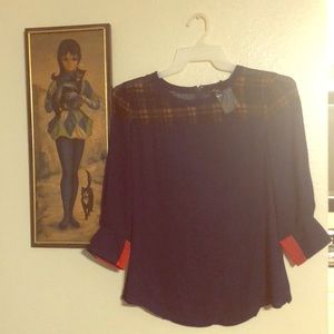 Navy plaid top ModCloth